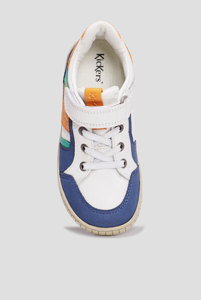 Tennis basses en cuir Kickers Windo blanc garçon