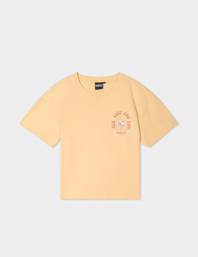 T-shirt droit manches courtes Snoopy jaune femme
