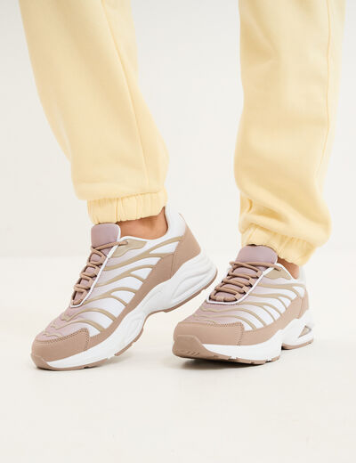 Baskets running semelles bulles taupe femme