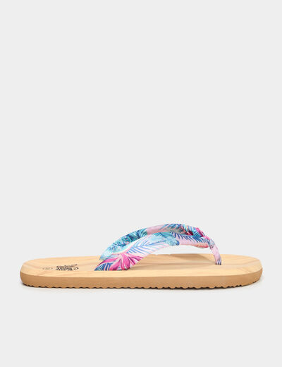 Tongs de plage esprit foulard multicolore femme