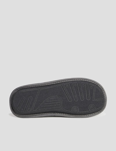 Chaussons mules intérieur fourré gris homme