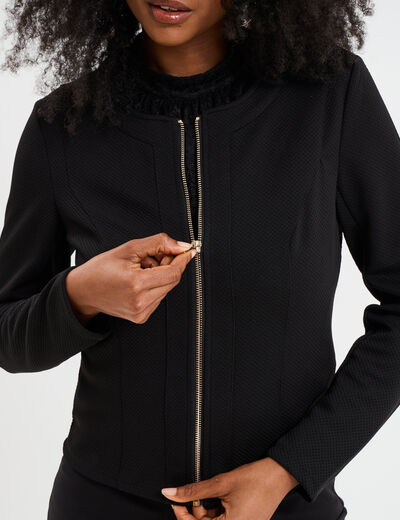 Veste cintrée zippée noir femme