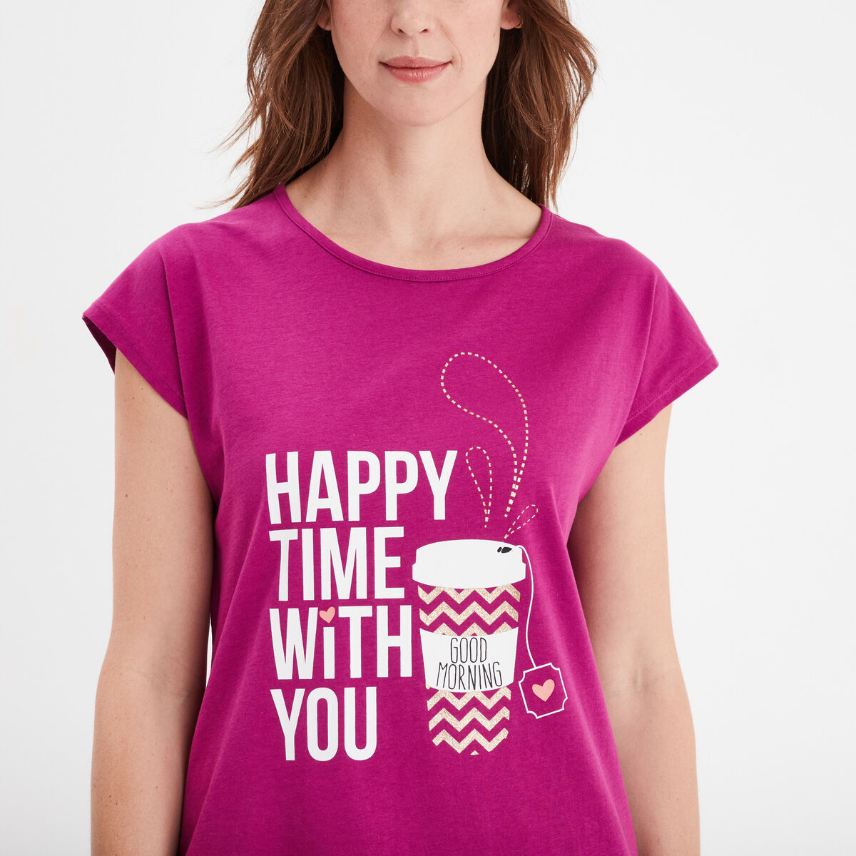 Ensemble pyjama corsaire t-shirt violet femme