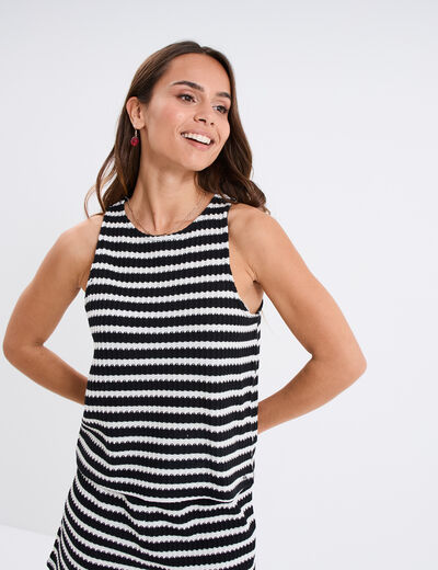 Débardeur effet crochet noir femme