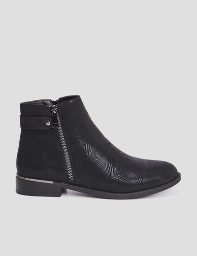 Bottines zippées avec perforations noir femme