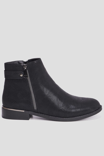 Bottines zippées avec perforations noir femme