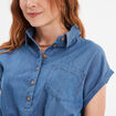 Robe chemise en jean courte ceinturée denim double stone femme