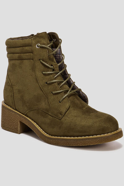 Bottines à talons vert kaki femme