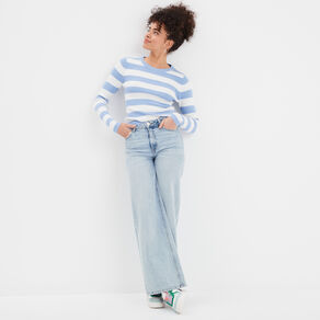 Pull côtelé manches longues Creeks blanc femme