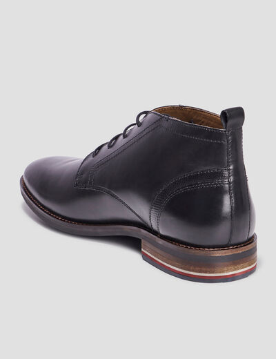 Boots à lacets en cuir noir homme