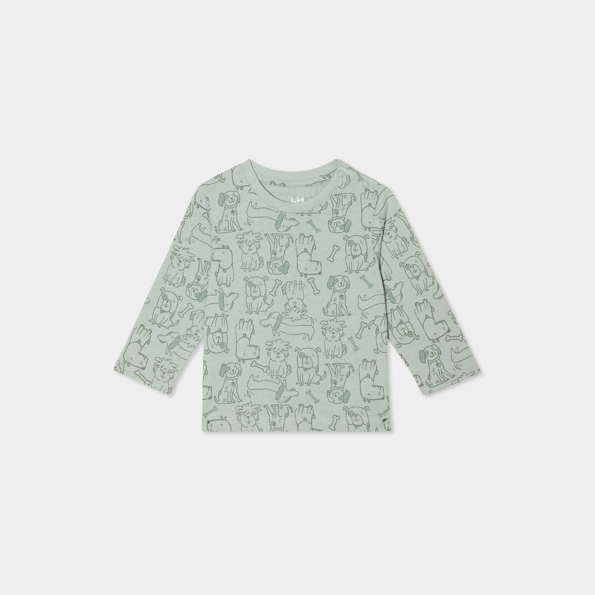 T-shirt manches longues coton vert pastel bébé garçon
