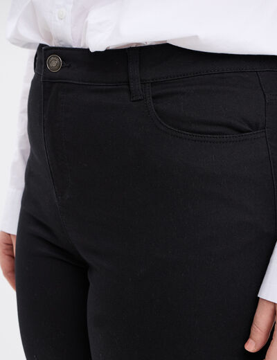 Pantalon droit taille haute extensible noir femme grande taille