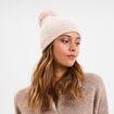 Bonnet &agrave; pompon fausse fourrure sable femme