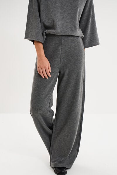 Pantalon large fluide taille &eacute;lastiqu&eacute;e gris fonc&eacute; femme