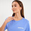 T-shirt col rond manches courtes coton bleu lavande femme