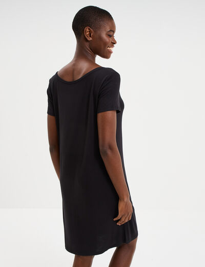 Chemise de nuit manches courtes noir femme