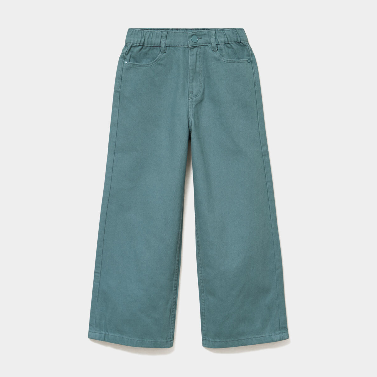 Pantalon large taille &eacute;lastiqu&eacute;e coton vert fonc&eacute; fille