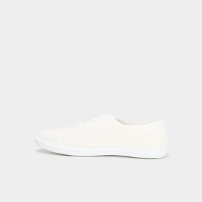 Tennis basses à lacets en toile blanc femme