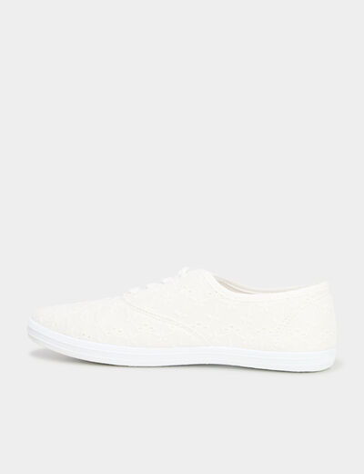 Tennis basses à lacets en toile blanc femme
