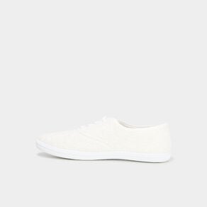tennis basses a lacets en toile blanc femme Tennis basses à lacets en toile blanc femme