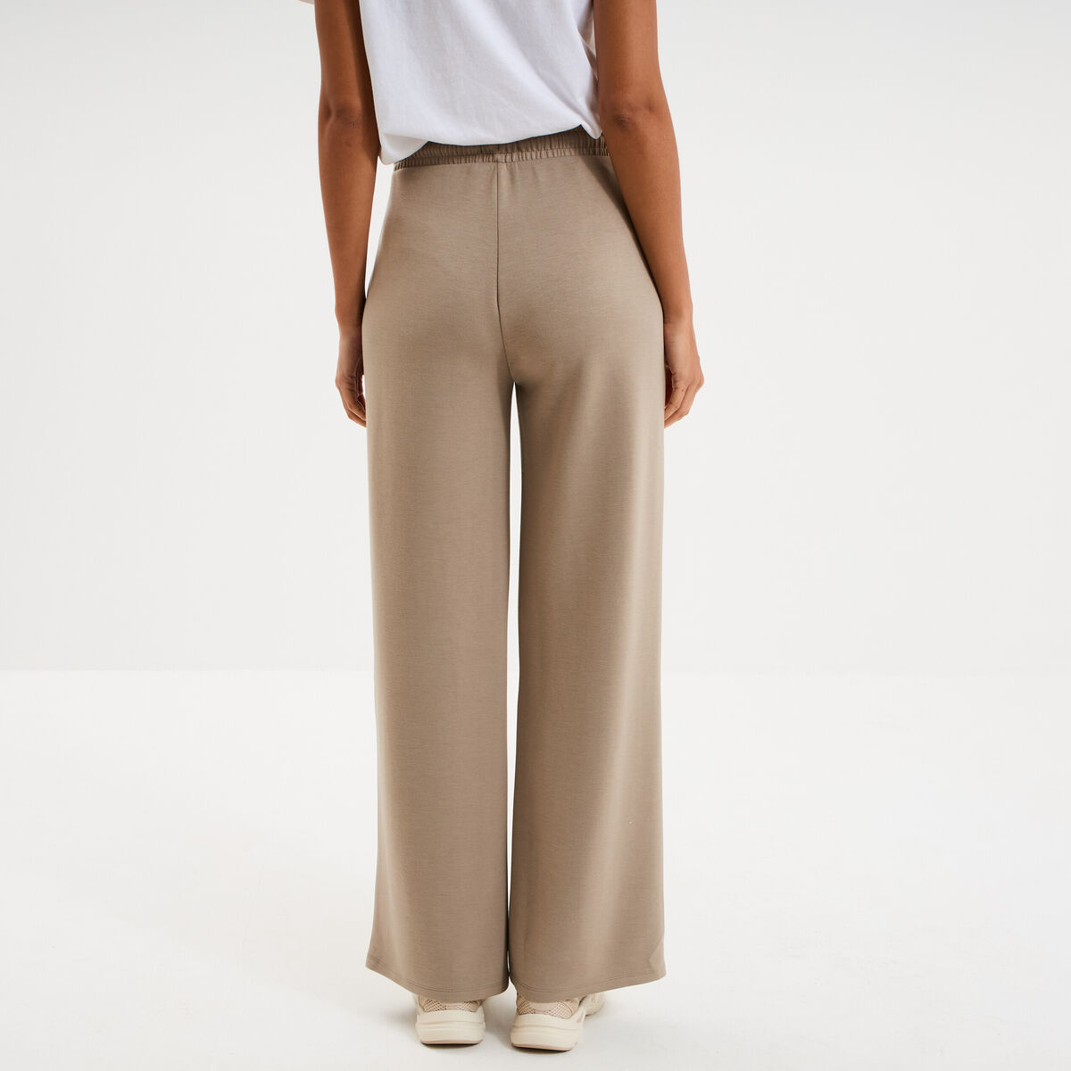 Pantalon de jogging large &eacute;lastiqu&eacute; taupe femme