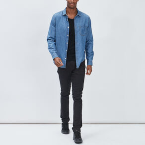 chemise droite manches longues denim double stone homme Chemise droite manches longues denim double stone homme