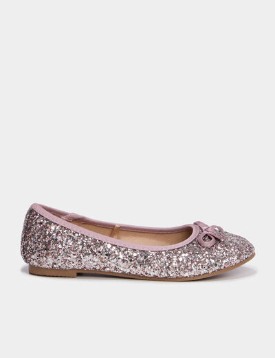 Ballerines &agrave; paillettes vieux rose fille