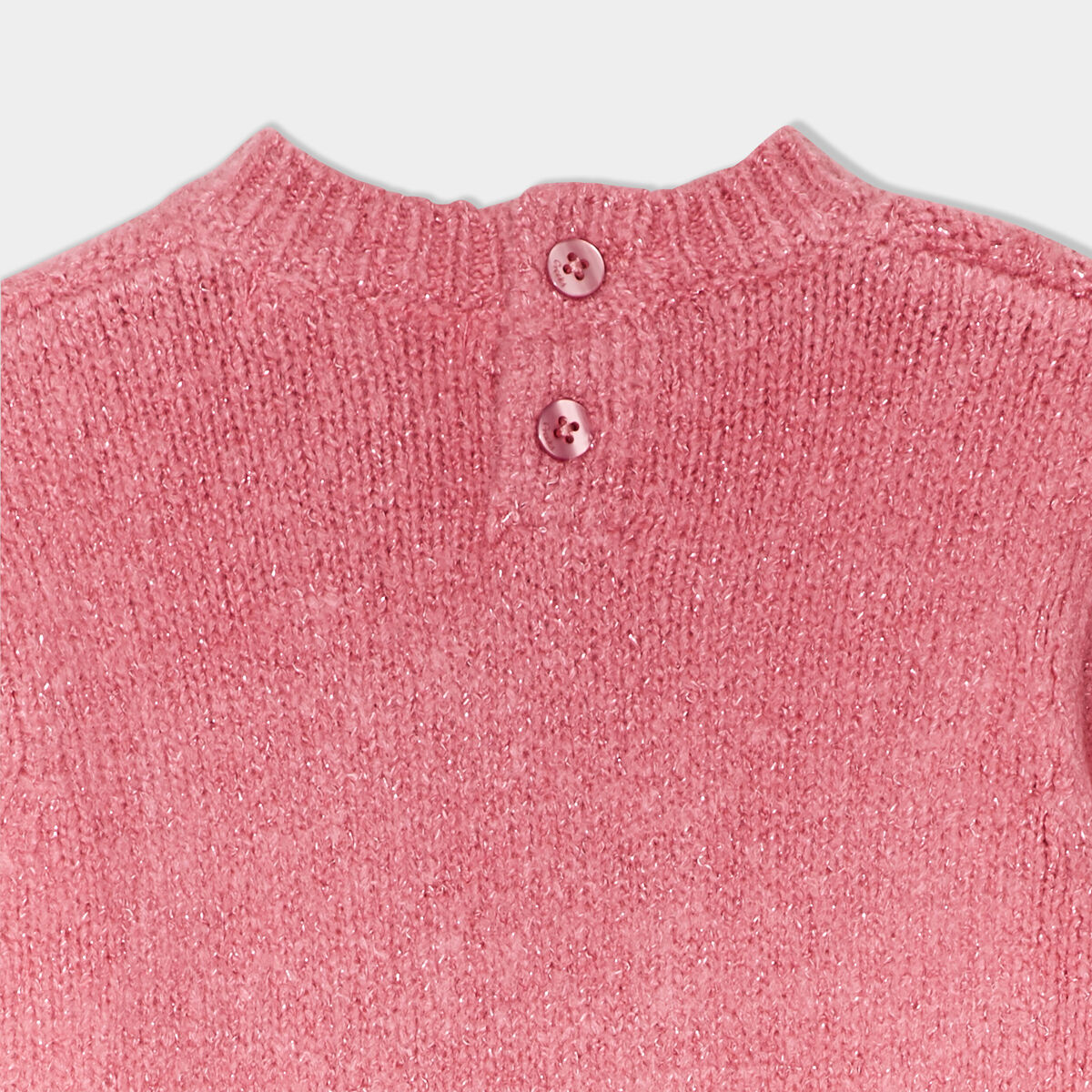 Robe pull torsades fils métallisés vieux rose bébé fille