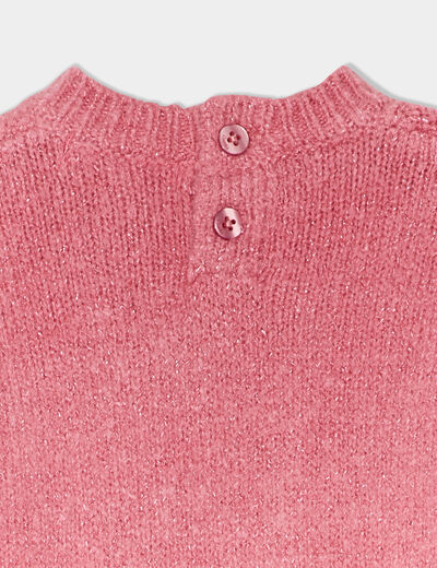 Robe pull torsades fils métallisés vieux rose bébé fille