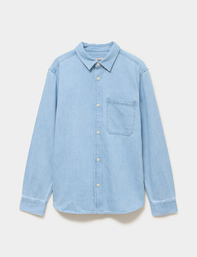 Surchemise en jean 1 poche coton denim stone homme