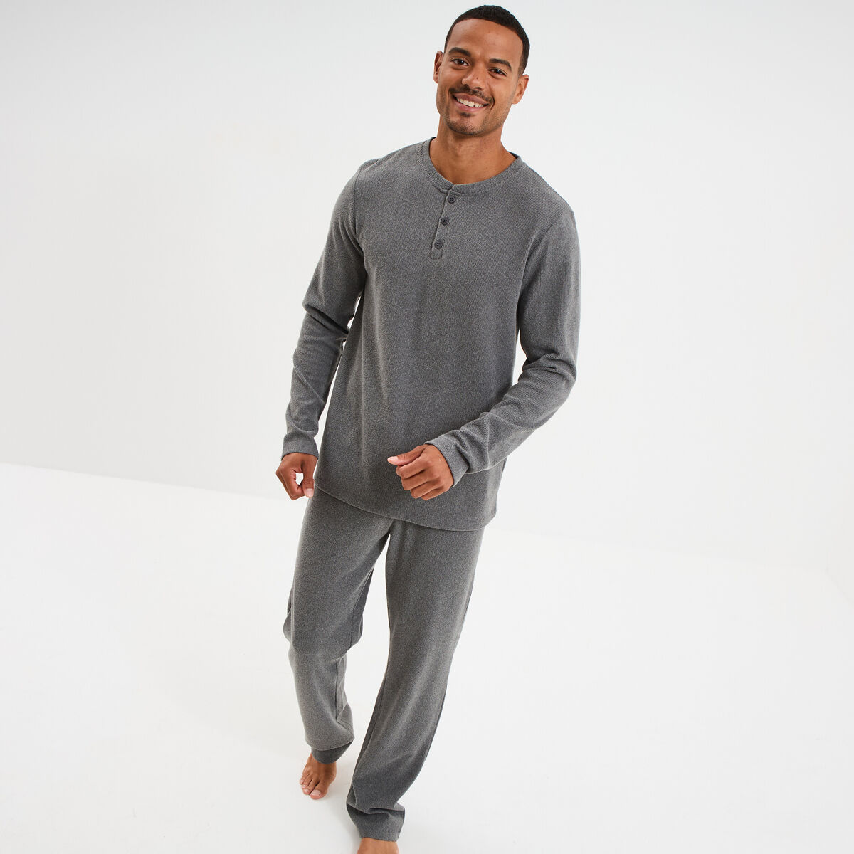 Ensemble pyjama 2 pi&egrave;ces gris clair homme
