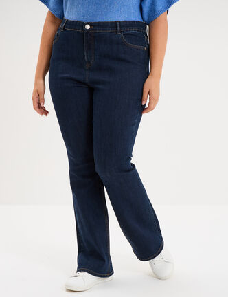 Jean flare 5 poches taille haute denim brut femme grande taille