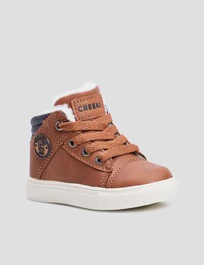 Baskets montantes zippées Creeks marron bébé garçon