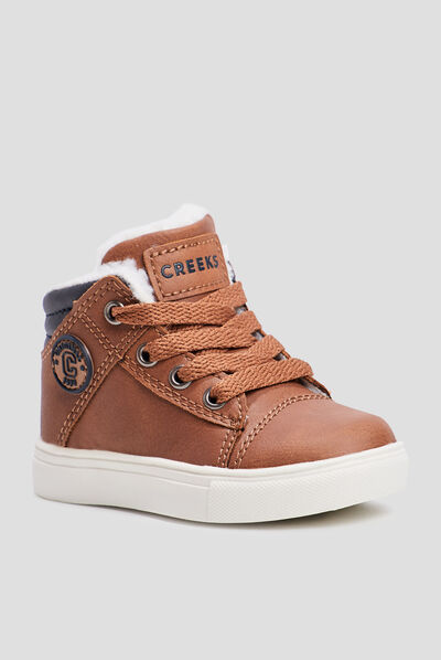 Baskets montantes zippées Creeks marron bébé garçon