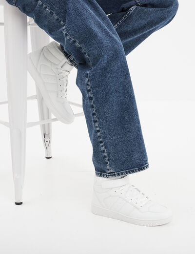 Baskets montantes à scratchs blanc homme