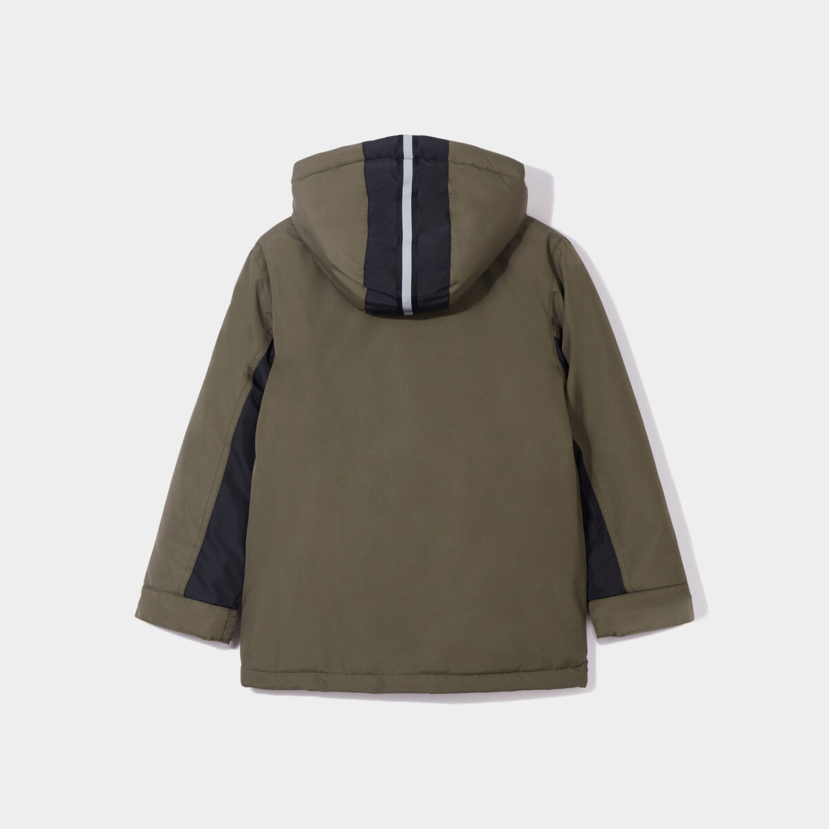 Parka mi-longue zipp&eacute;e &agrave; capuche noir gar&ccedil;on