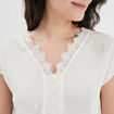 Blouse manches courtes avec dentelle blanc femme