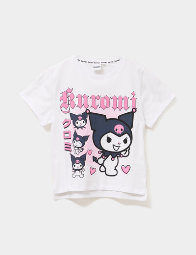 T-shirt coton Hello Kitty Kuromi blanc fille