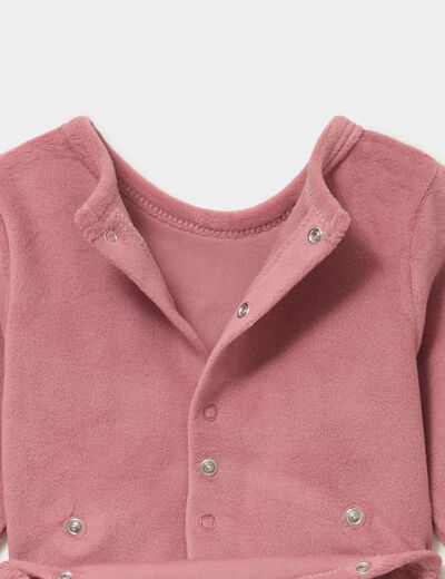 Dors-bien effet velours manches longues rose champagne b&eacute;b&eacute;