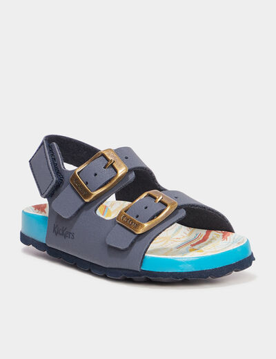Sandales avec boucles Kickers bleu marine garçon