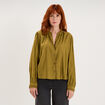 Blouse manches longues col dentelle vert olive femme