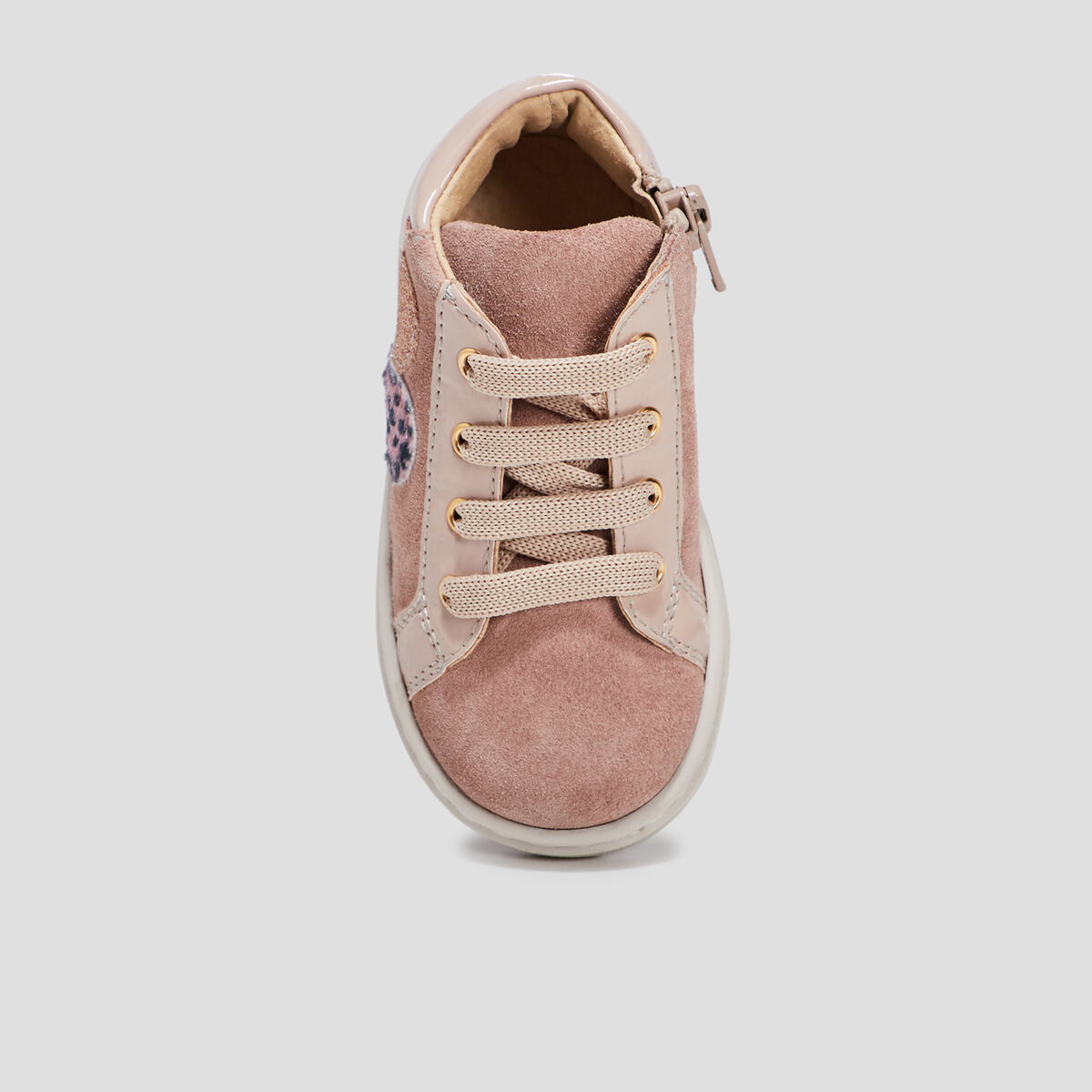 Baskets montantes en cuir rose bébé fille