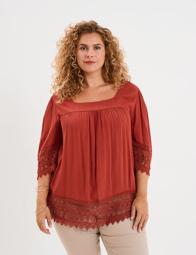 Blouse manches courtes vieux rose femme grande taille