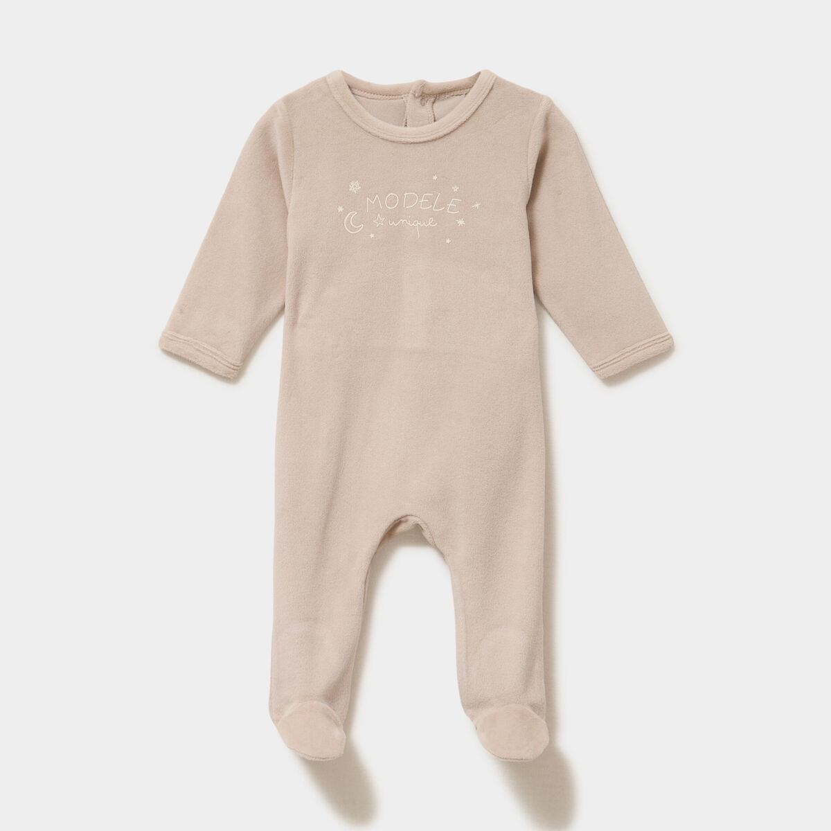 Dors-bien effet velours manches longues beige b&eacute;b&eacute;