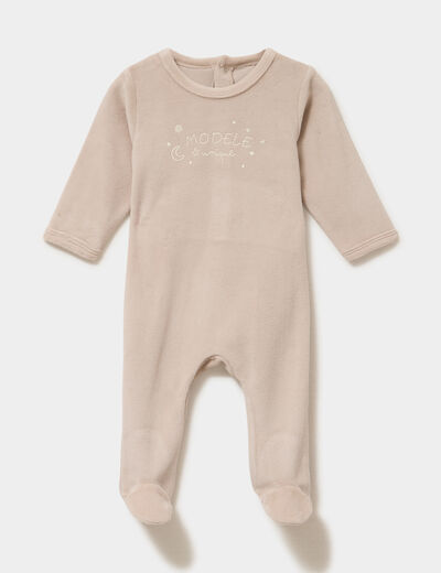 Dors-bien effet velours manches longues beige b&eacute;b&eacute;