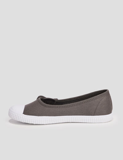 Ballerines en toile avec noeuds taupe femme