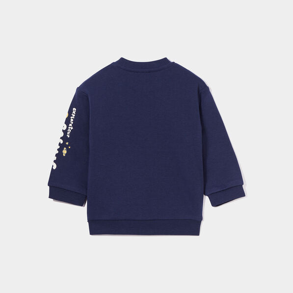 Sweat épaule boutonnée avec poche bleu marine bébé garçon