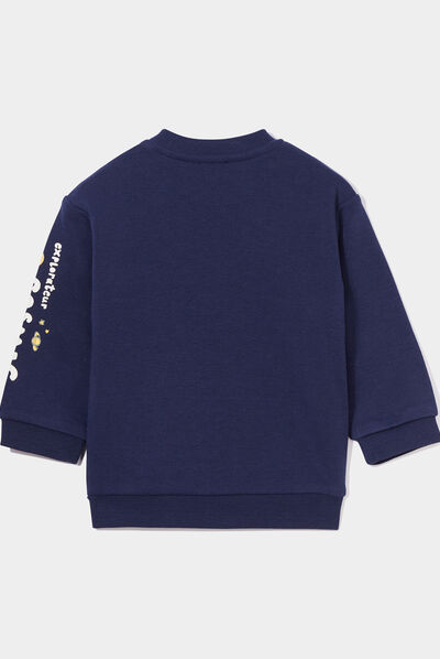 Sweat épaule boutonnée avec poche bleu marine bébé garçon