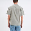 Chemise manches courtes mélange lin vert kaki homme