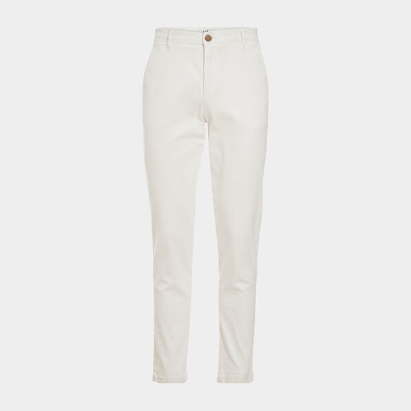 Pantalon chino droit stretch retroussé blanc homme